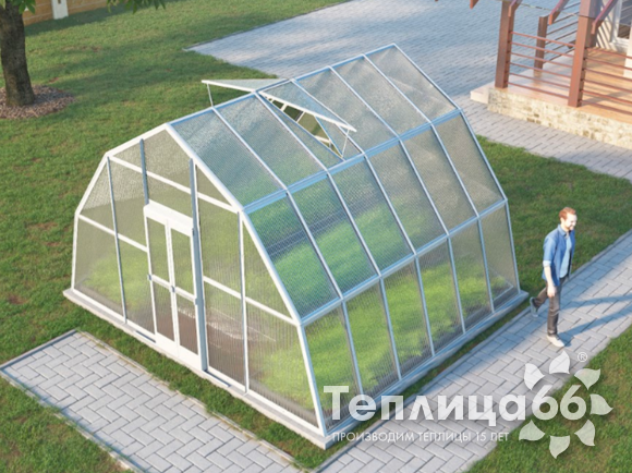 Теплица Рада Иткуль из поликарбоната, 4,5х4 метра, белая